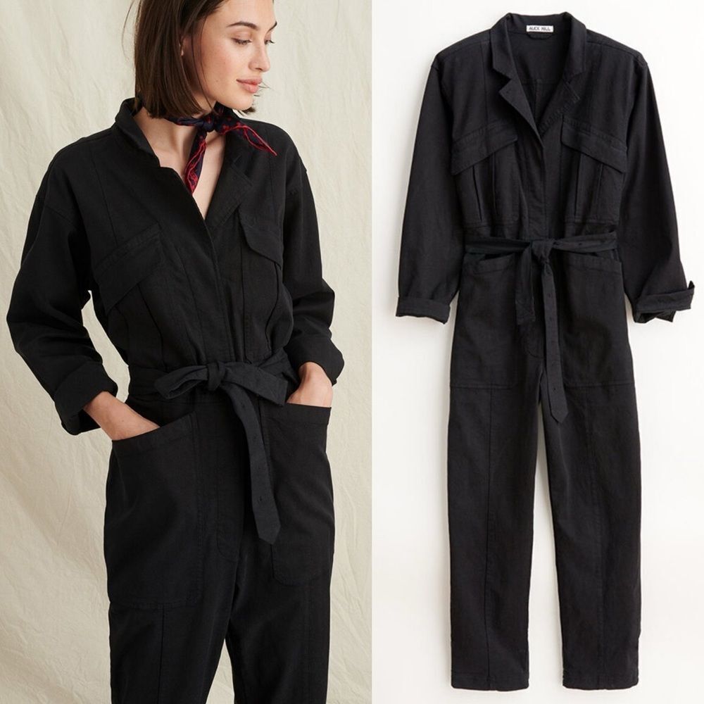 Alex Mill Expedition Jumpsuit Size M Black Washed Twill Utility
